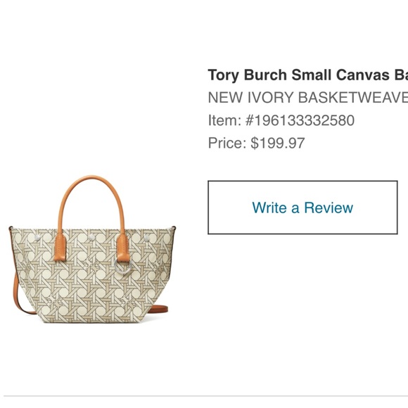 ⚜️Tory Burch⚜️Small Canvas Basketweave Tote - Picture 4 of 5